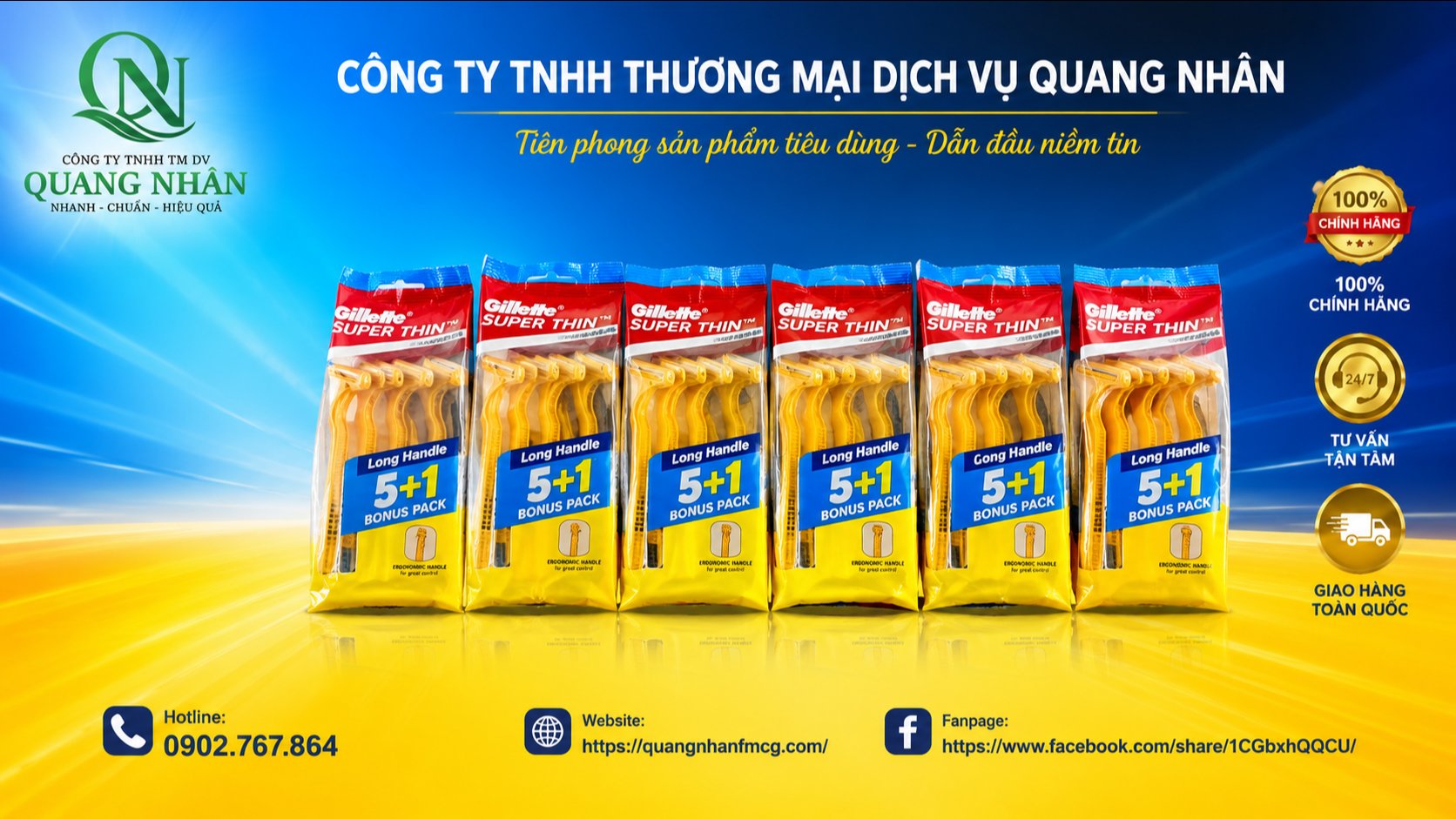 Dao cạo Gillette Super Thin II 5+1 6X12X12 ( CÁN VÀNG )