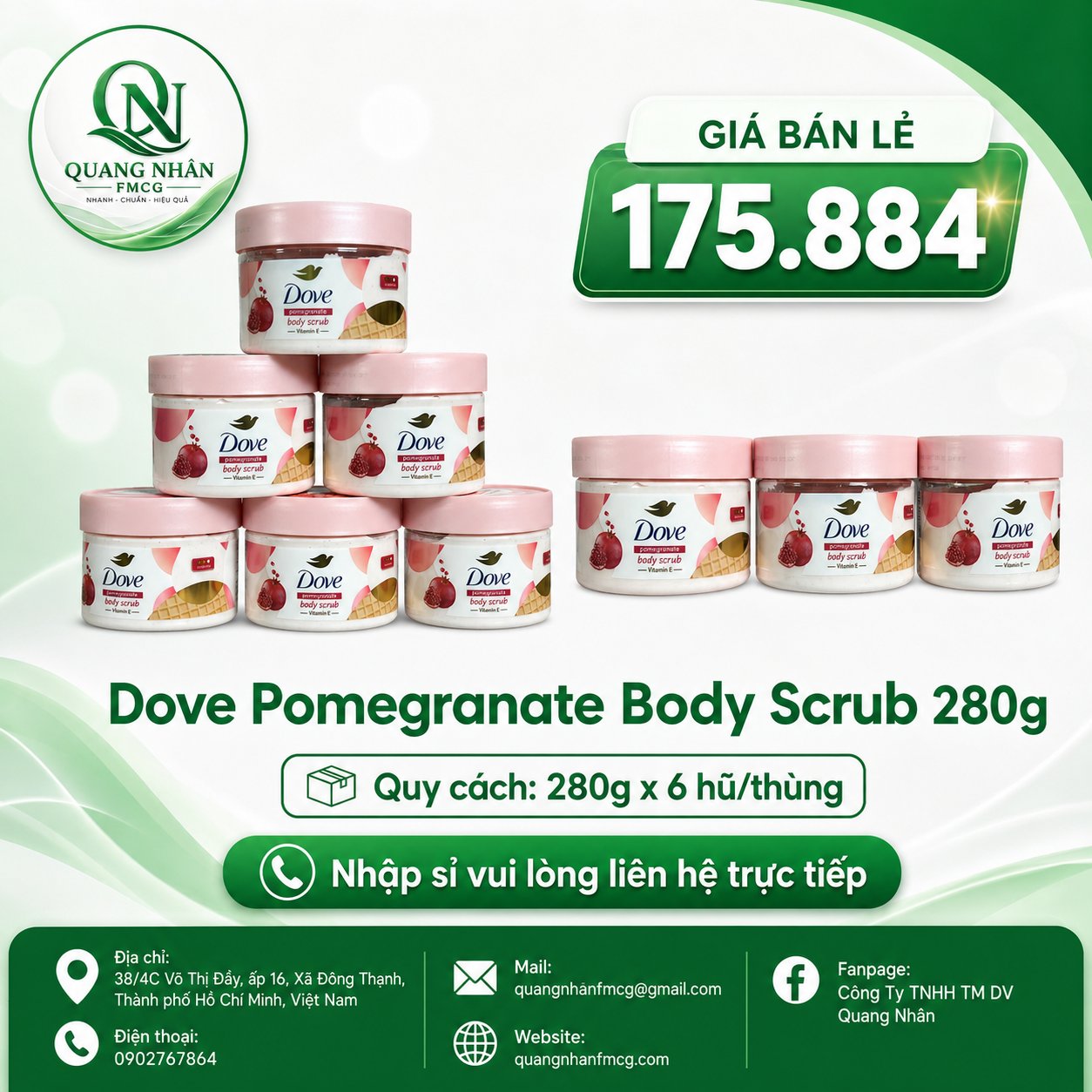 DOVE TẨY TẾ BÀO DA CHẾT HƯƠNG LỰU ĐỎ 280G x 6 hũ