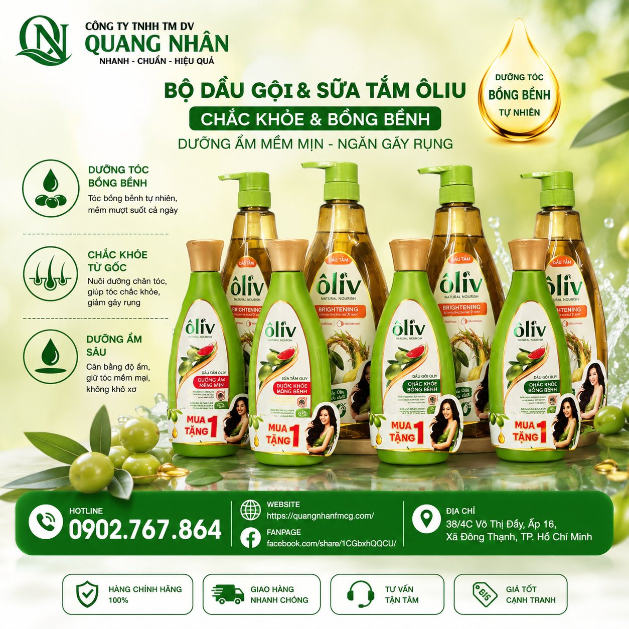 DẦU TẮM ÔLIV SÁNG DA 650ML+250ml x 8 BỘ/THÙNG