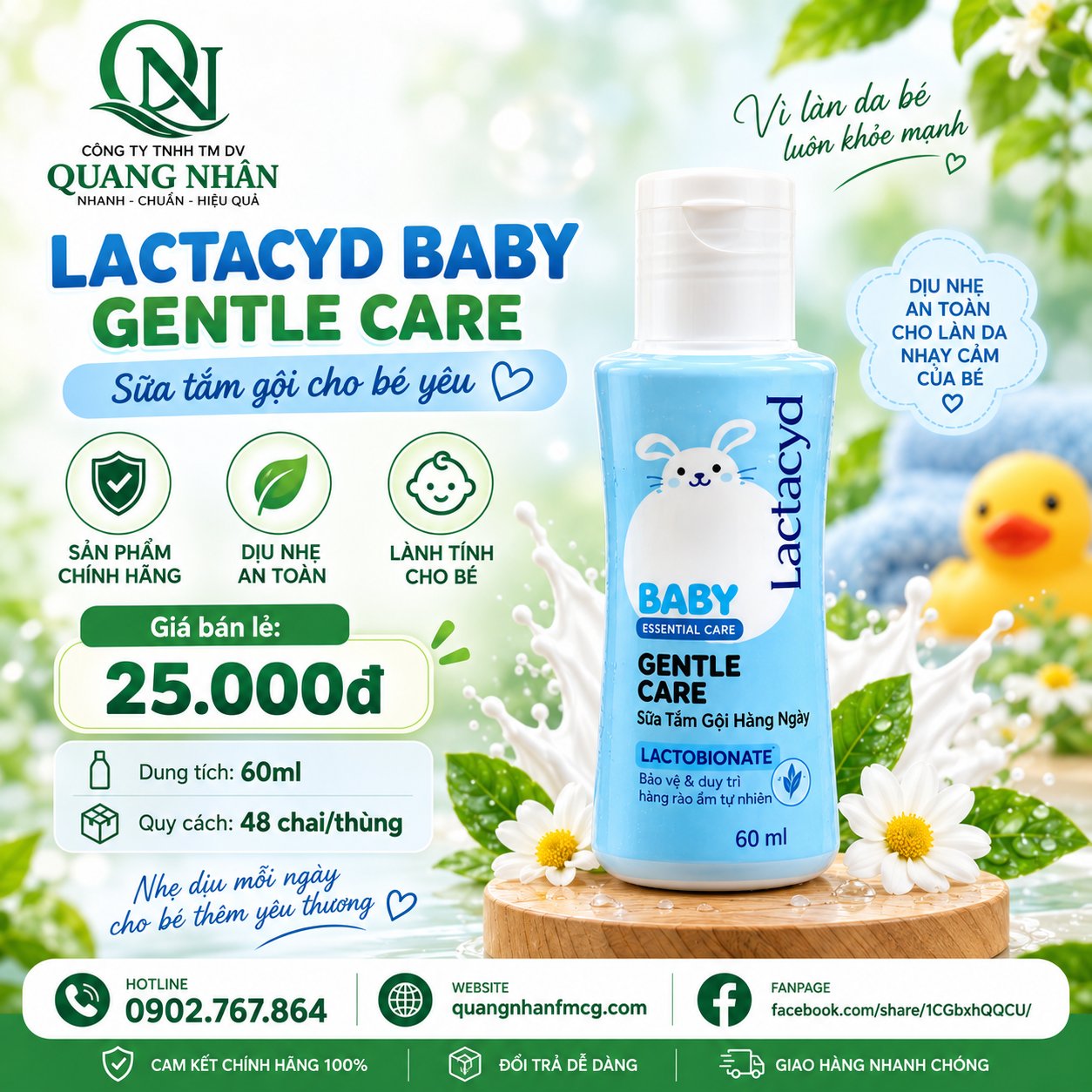 LACTACYD BABY GENTLE CARE 60ML X 48 CHAI