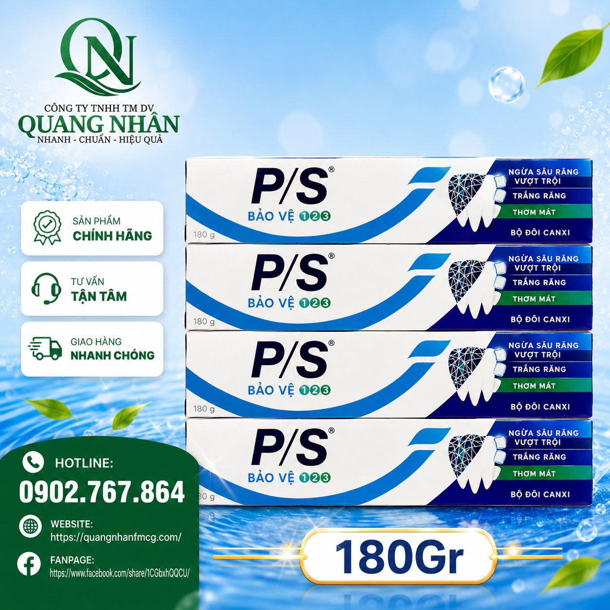 KEM ĐÁNH RĂNG P/S BẢO VỆ 123 180g x 36 ống