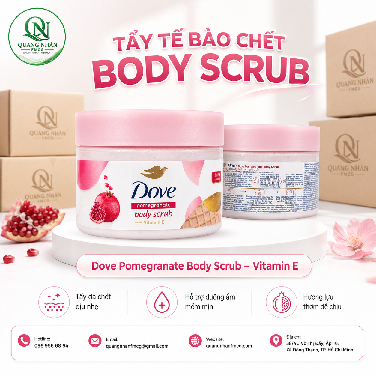 DOVE TẨY TẾ BÀO DA CHẾT HƯƠNG LỰU ĐỎ 280G