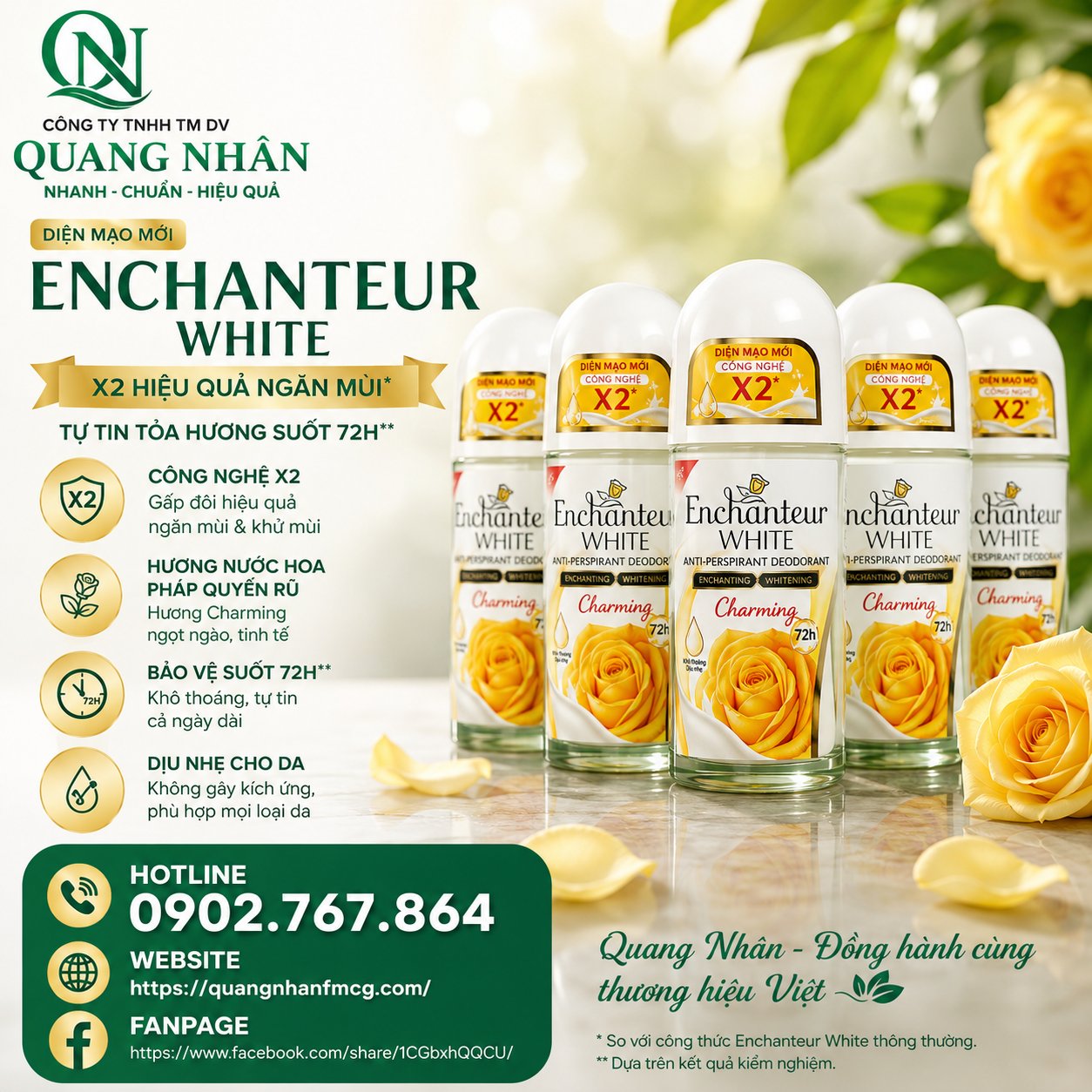 LĂN KHỬ MÙI ENCHANTEUR CHARMING 50ML x 24 CHAI ( VÀNG ĐỤC )