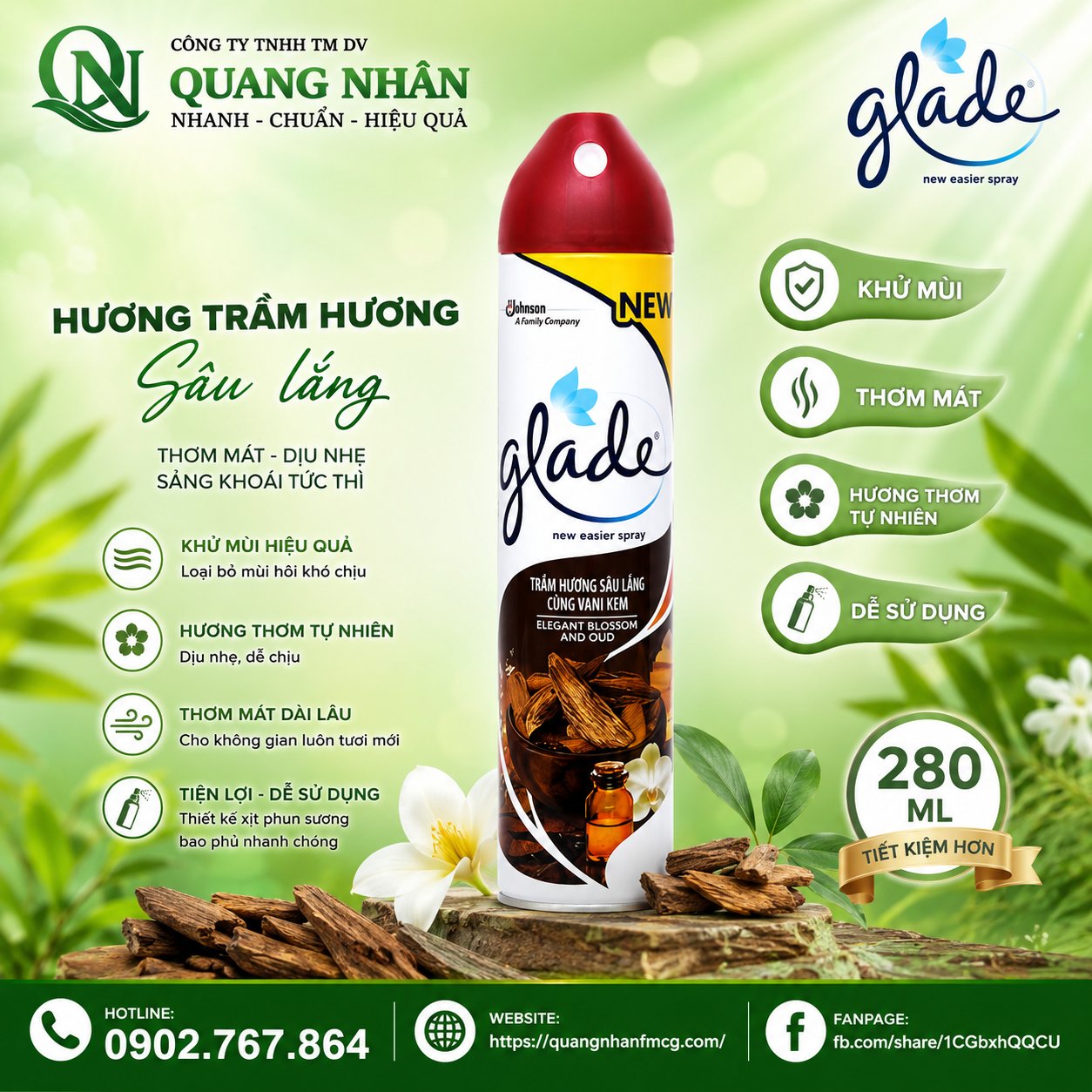 XỊT PHÒNG GLADE - H.TRAMHUONG 280ML x 12 chai