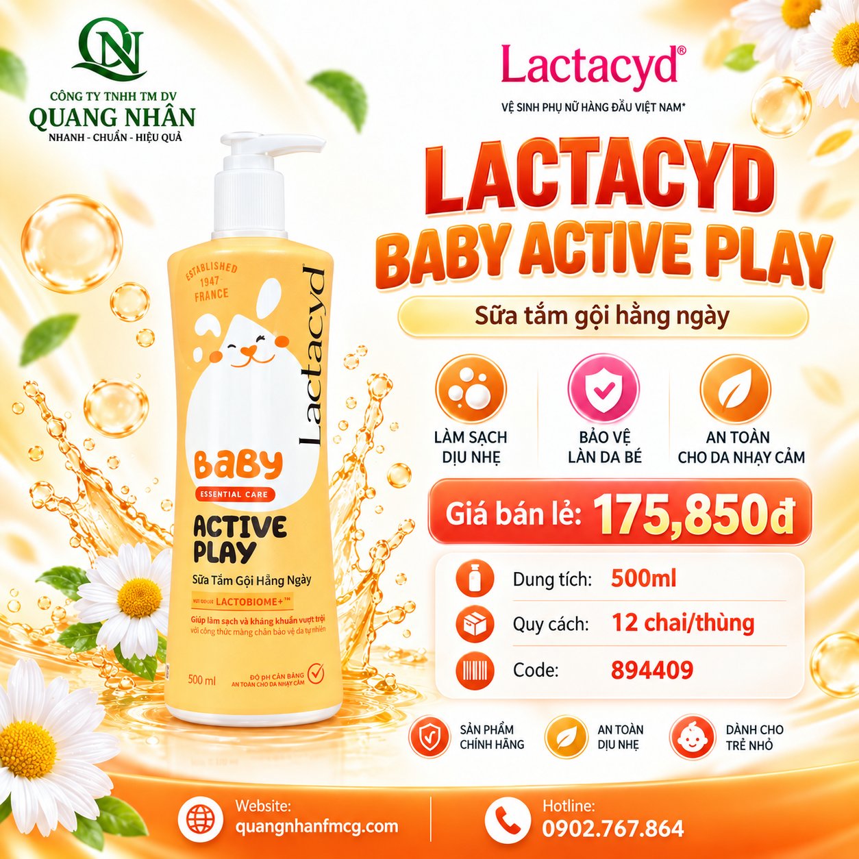 LACTACYD ACTIVE PLAY 500ML X 12 CHAI
