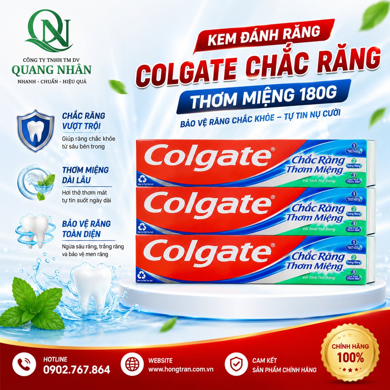 KEM ĐÁNH RĂNG COLGATE CHẮC RĂNG THƠM MIÊNG 180G X 48 CÂY