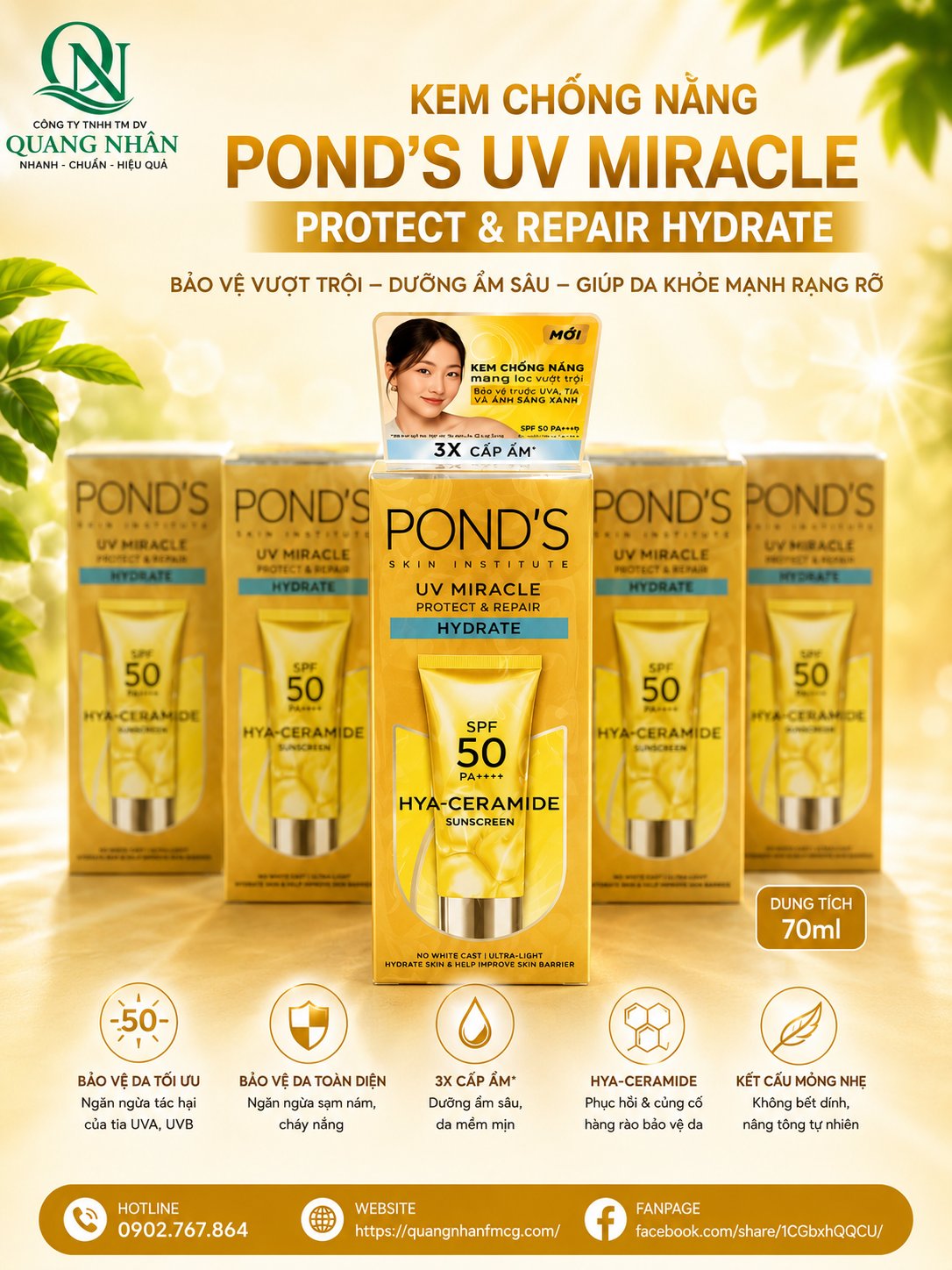 KEM CHỐNG NẮNG POND'S CHỐNG NẮNG & CẤP ẨM 50G x 6 hộp
