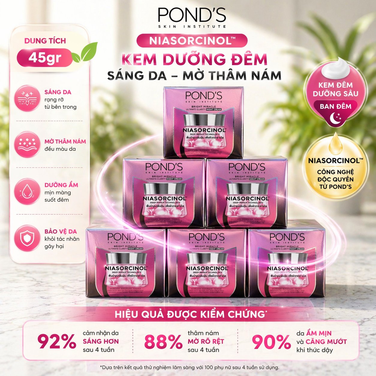 KEM DƯỠNG DA PONDS SÁNG MỊN RẠNG RỠ BAN ĐÊM 50G x 12 chai