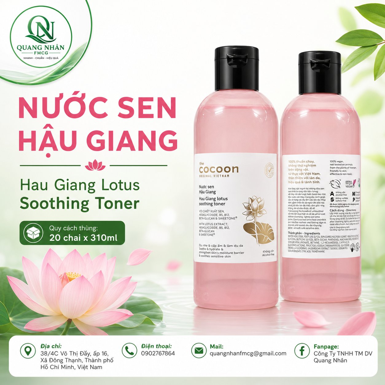 Nước TONER sen Hậu Giang 310ml
