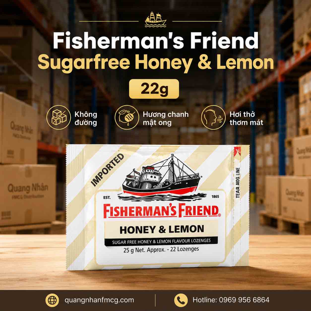 Copy of Fisherman’s Friend Apple & Cinnamon Sugar Free 22g – Kẹo Ngậm Không Đường Vị Táo & Quế