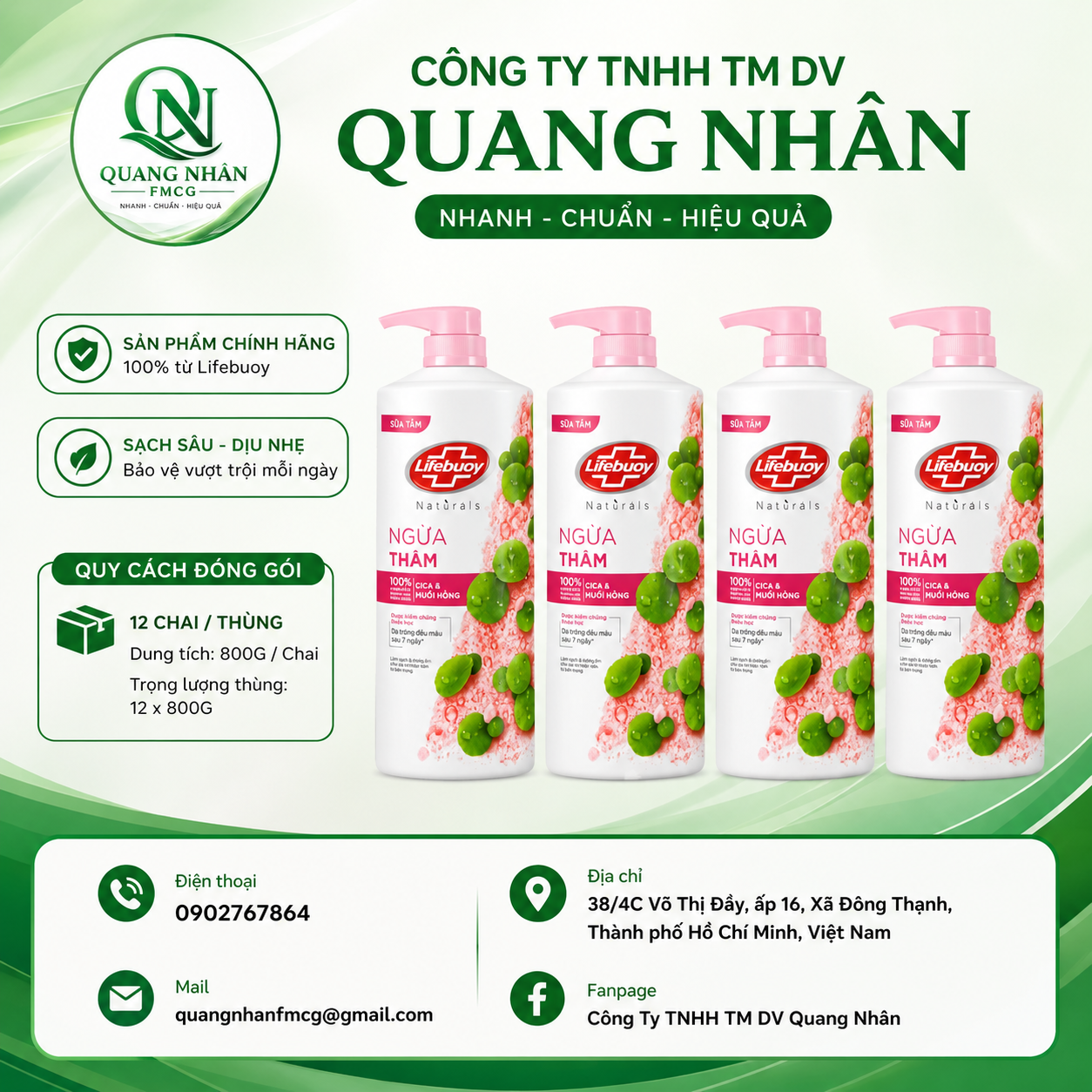 SỮA TẮM LIFEBUOY DẦU TRÀM TRÀ VÀ MUỐI HỒNG 800ML x 12 CHAI