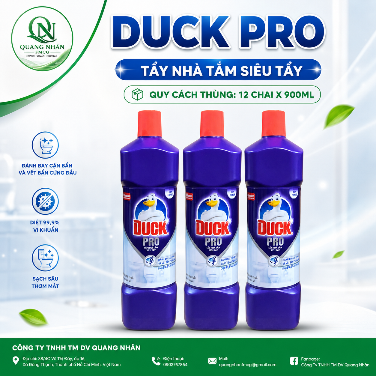 TẨY NHÀ TẮM DUCK - SIEU TAY PRO 900ML X 12 CHAI