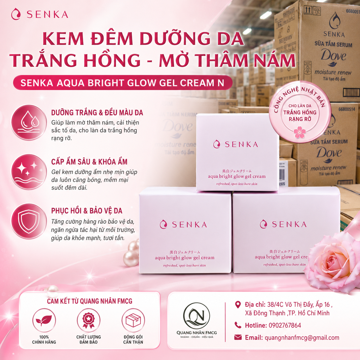 Kem đêm hồng Senka 50g x 36 hộp