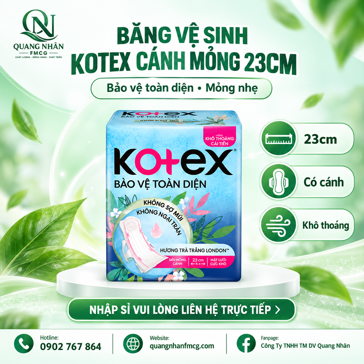 BĂNG VỆ SINH KOTEX CÁNH MỎNG -23cm x 48 gói