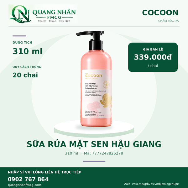 Sữa rửa mặt sen Hậu Giang 310ml