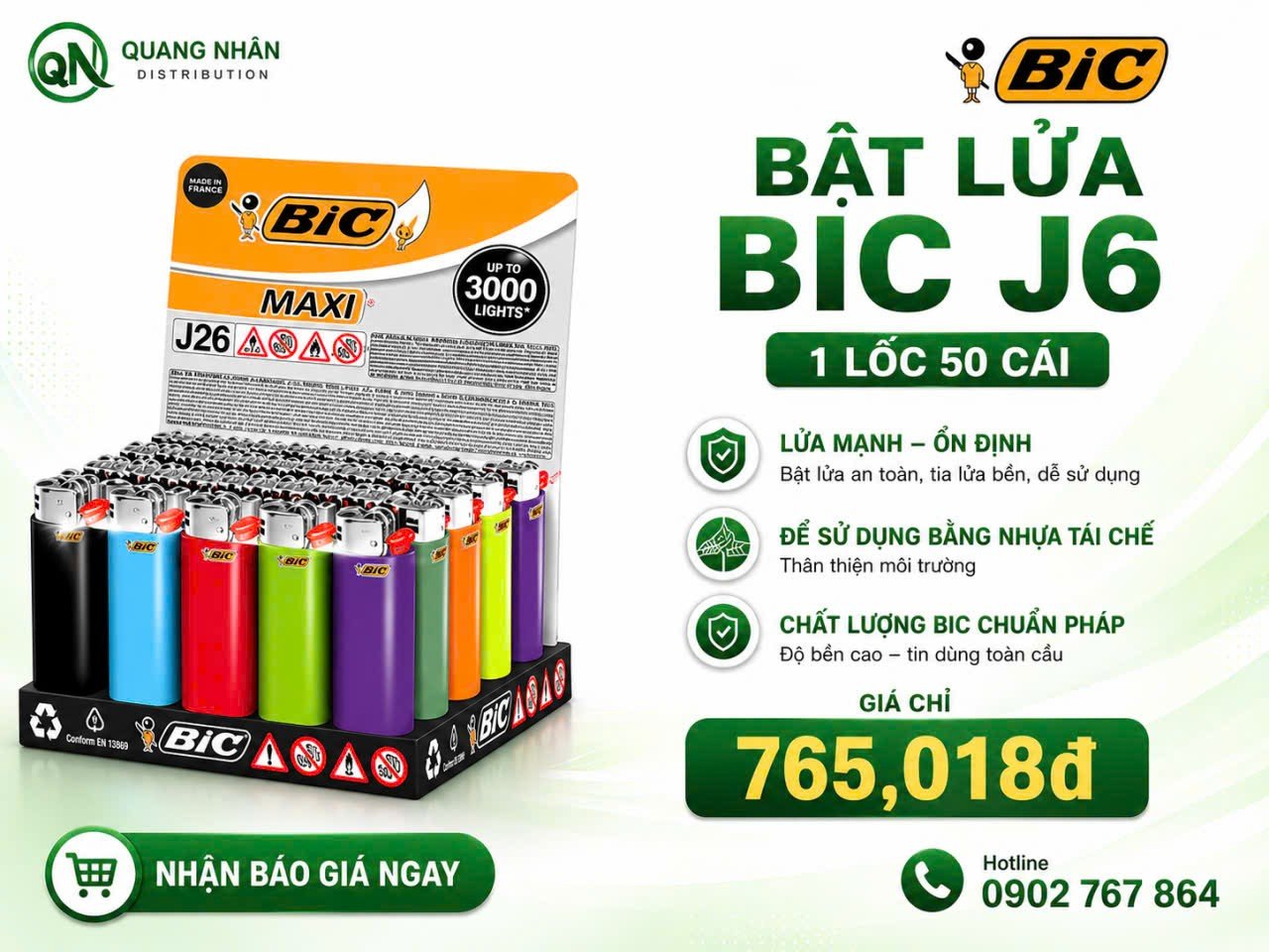 1 lốc 50 cái - Bật lửa BIC J6