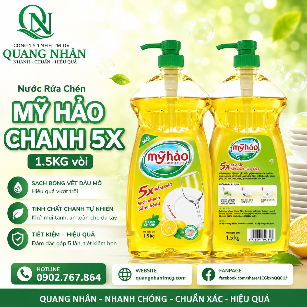 Nước Rửa Chén MY HAO Chanh 5X - 1.5KG vòi x 10 chai