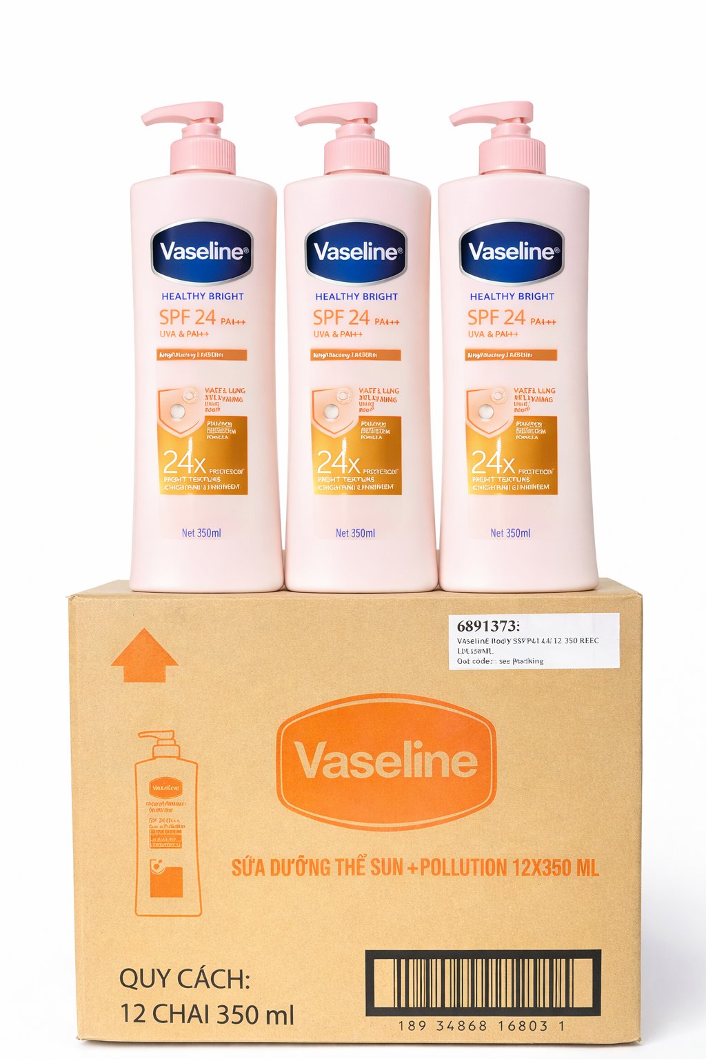 SỮA DƯỠNG THỂ VASELINE CHỐNG NẮNG VÀ SÁNG DA SPF 24+ 350ML X 12CHAI