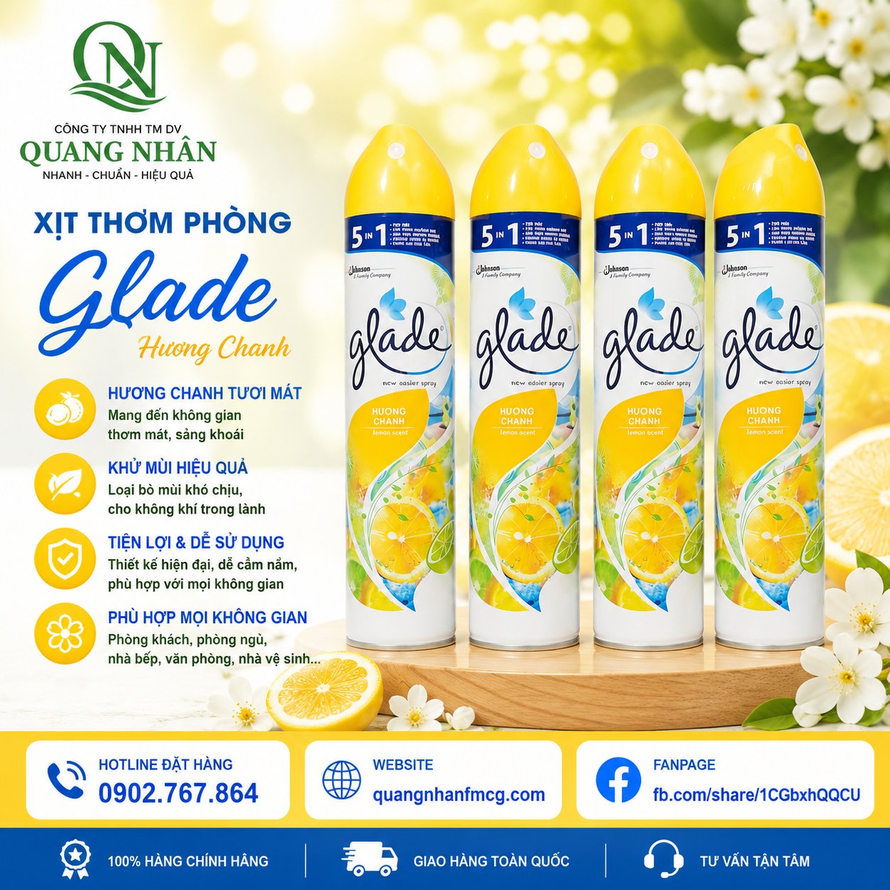 XỊT PHÒNG GLADE - H.CHANH 280ML x 12 chai