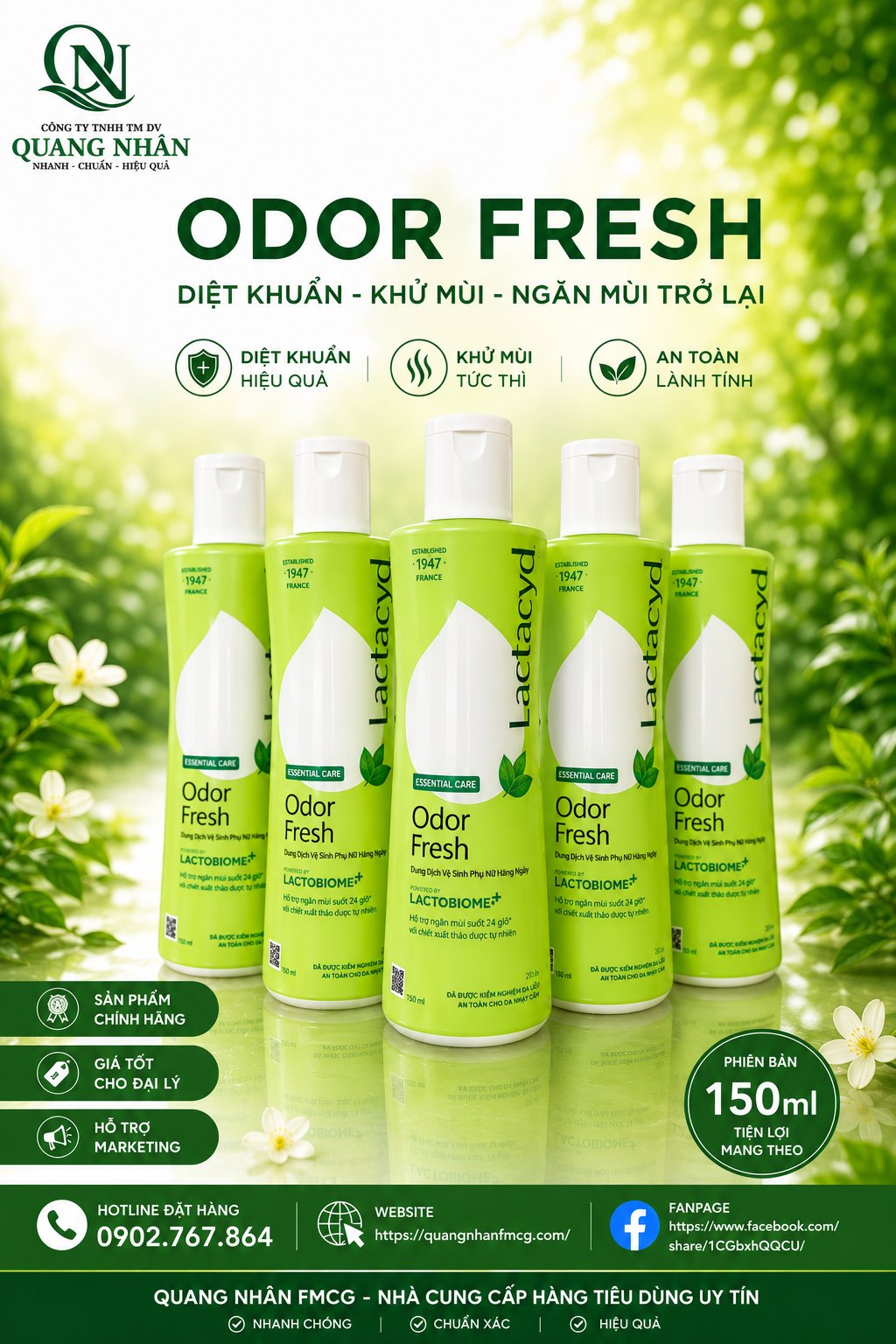 LACTACYD FEMININE WASH 150ML ODOR FRESH VN X 24 chai
