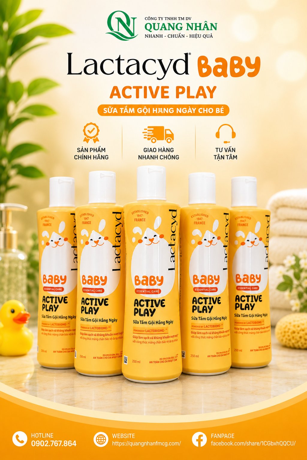 LACTACYD ACTIVE PLAY 250ML X 24 CHAI ( DATE CẬN 2027 )