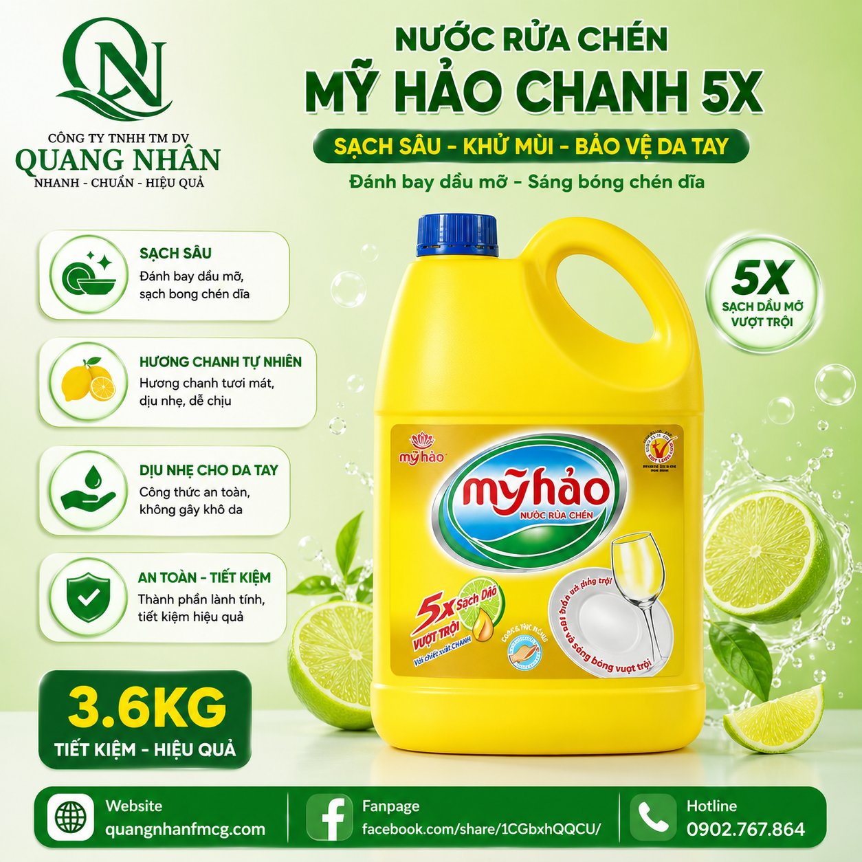 Nước Rửa Chén MY HAO Chanh 5X - 3.6Kg x 4 can