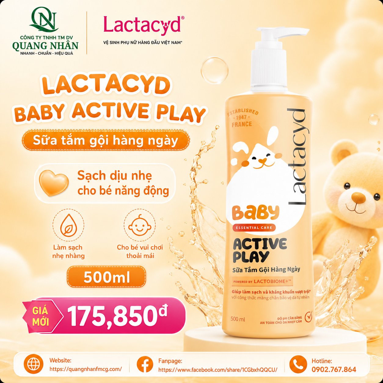 LACTACYD ACTIVE PLAY 500ML X 12 CHAI