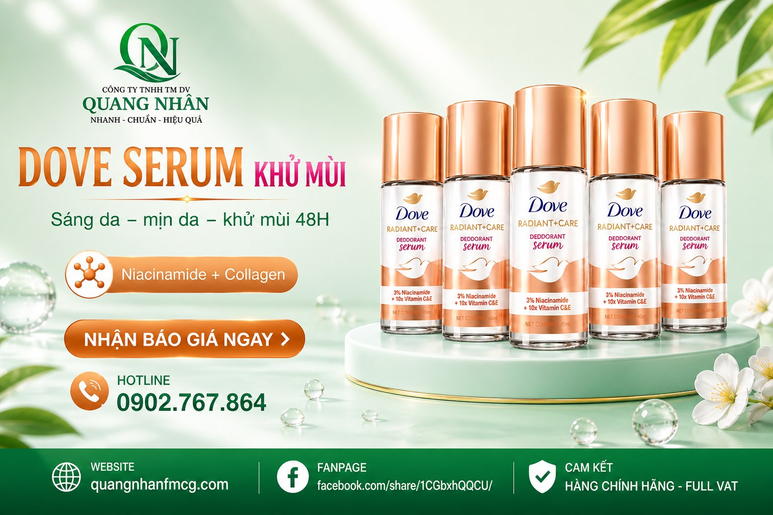 LĂN KHỬ MÙI DOVE (cam) Tinh Chất Serum Thu Nhỏ Lỗ Chân Lông 45ml x 24 chai