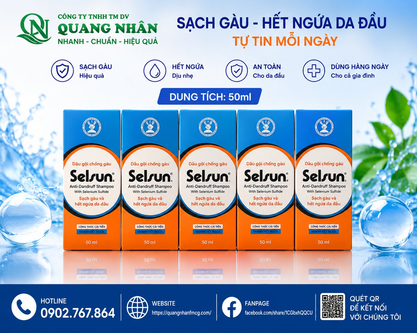 Dầu gội chống gàu Selsun sạch gàu và hết ngứa da đầu 50ml x 40 chai