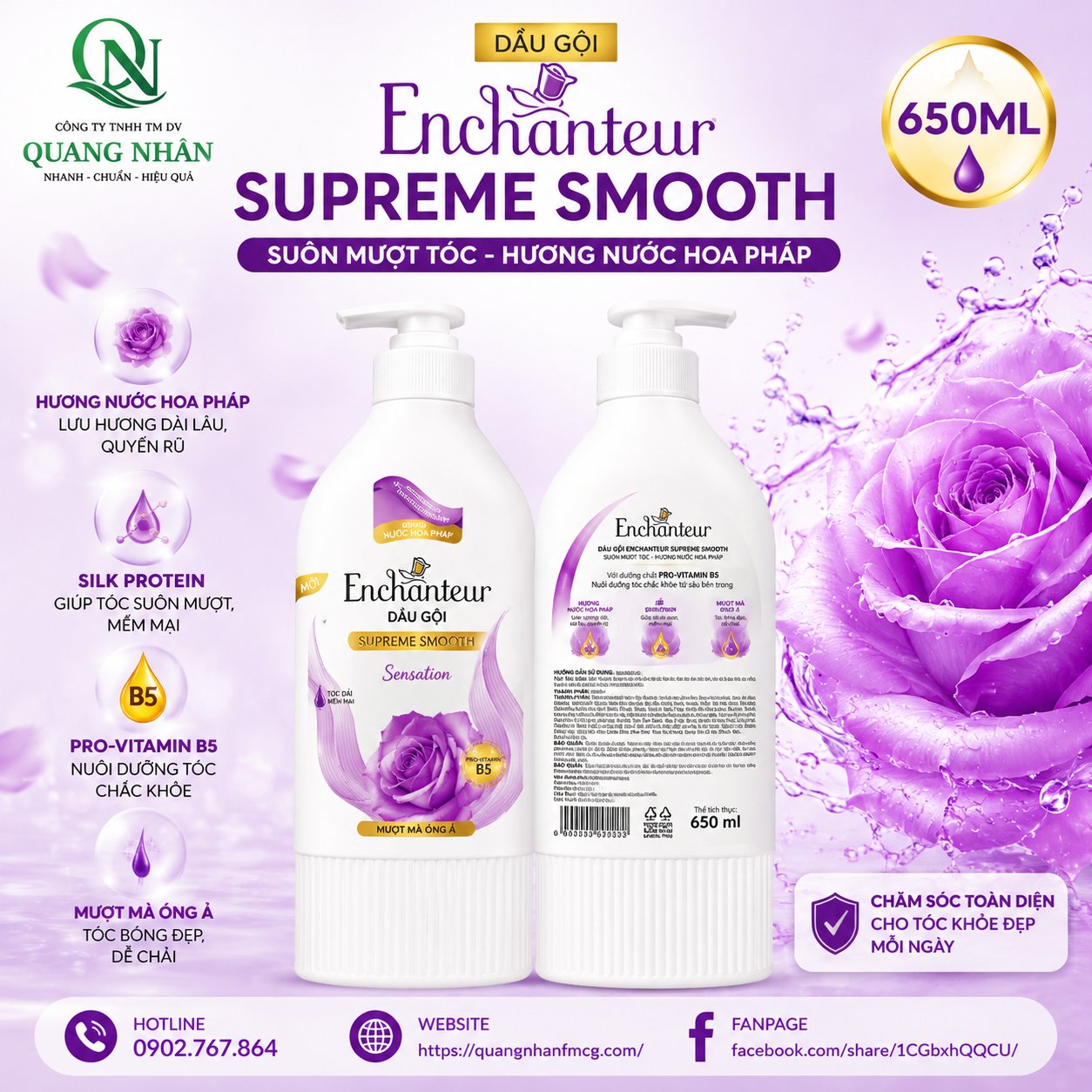 DẦU GỘI ENCHANTEUR SENSATION 650G X 12 CHAI (TÍM)