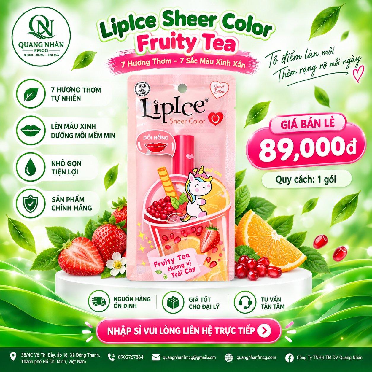 Son Dưỡng Môi LIPICE SHEER COLOR Q Trà Trái Cây 2.4 G X 40 CÂY