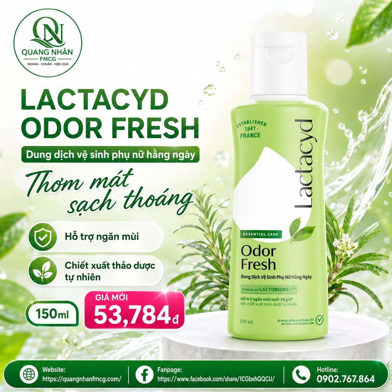 LACTACYD FEMININE WASH 150ML ODOR FRESH VN X 24 chai