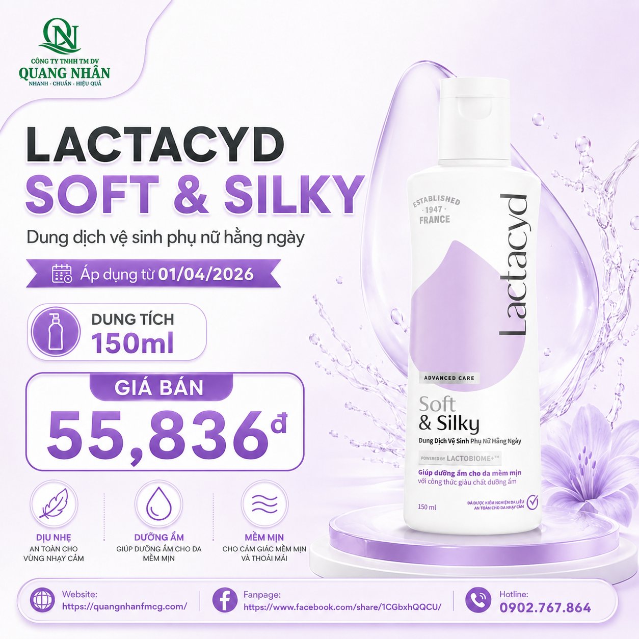 LACTACYD FEMININE WASH 150ML SOFT&SILKY VN X 24 Chai