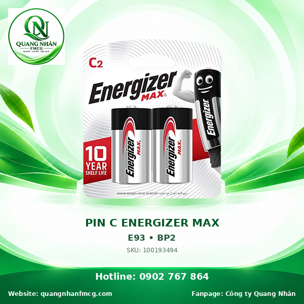 PIN C ENERGIZER MAX E93 BP2 x 6 vỉ