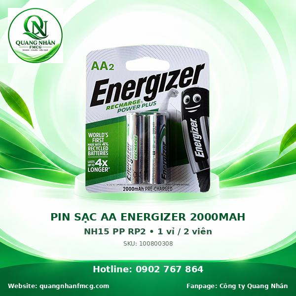 PIN SẠC AA ENERGIZER 2000MAH NH15 PP RP2 x 6 vỉ