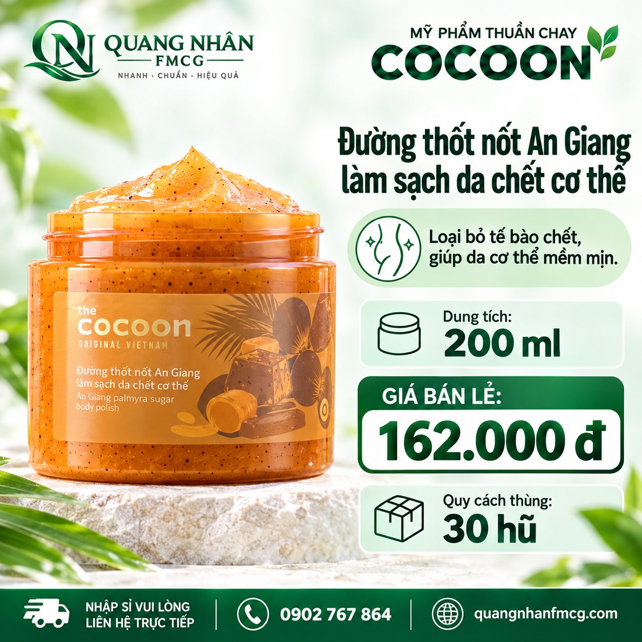 Đường thốt nốt An Giang làm sạch da chết cơ thể 200ml