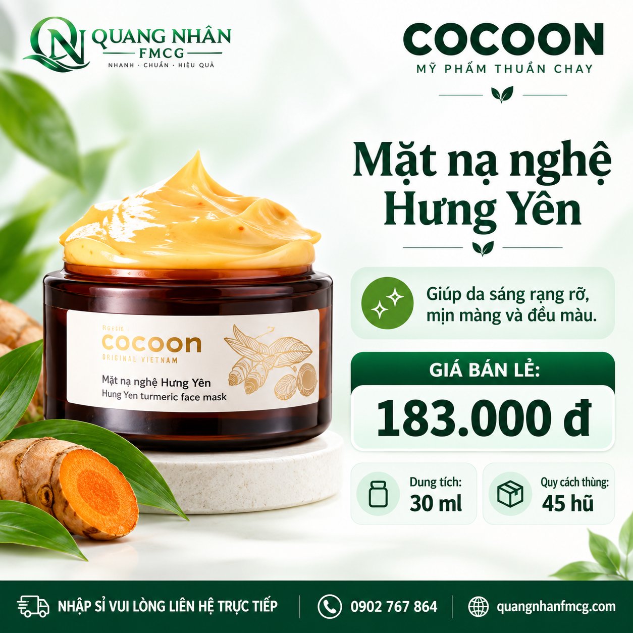 Mặt nạ nghệ Hưng Yên 30ml X 45 hũ