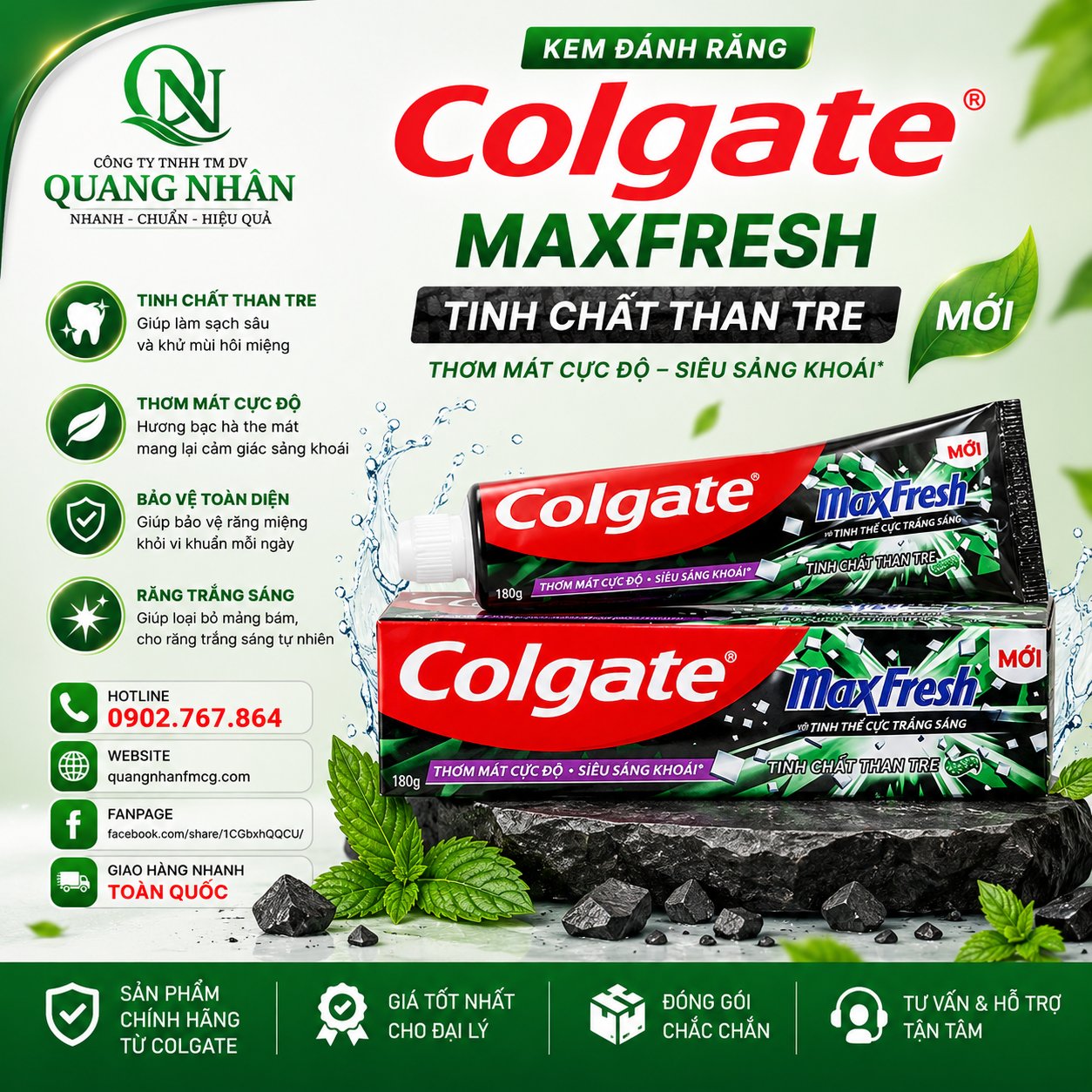 KEM ĐÁNH RĂNG COLGATE MAXFRESH TINH CHẤT THAN TRE 180G x 36 ỐNG