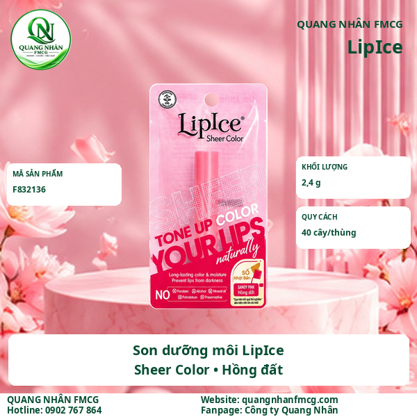 Son Dưỡng Môi LIPICE SHEER COLOR Sandy Pink  ( HỒNG ĐẤT ) 2.4 G X 40 CÂY