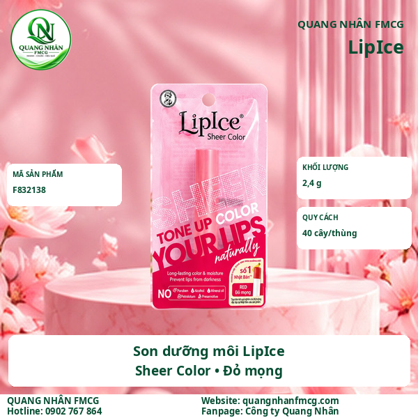 Son Dưỡng Môi LIPICE SHEER COLOR Red ( ĐỎ MỌNG ) 2.4 G X 40 CÂY
