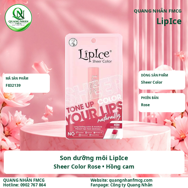 Son Dưỡng Môi LIPICE SHEER COLOR ROSE ( HỒNG CAM ) 2.4 G X 40 CÂY