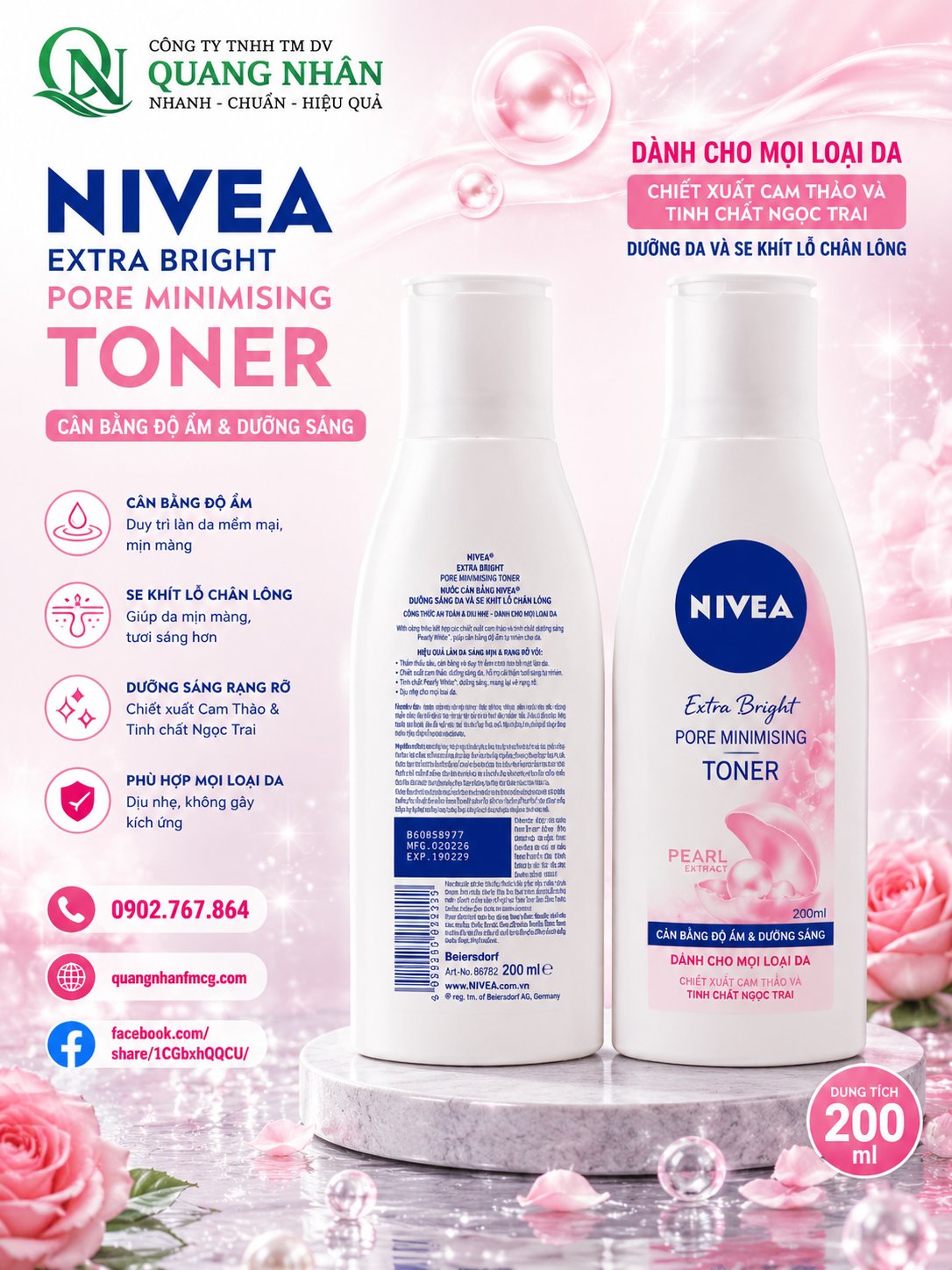 86720 NƯỚC HOA HỒNG NIVEA 200ML x 12 CHAI