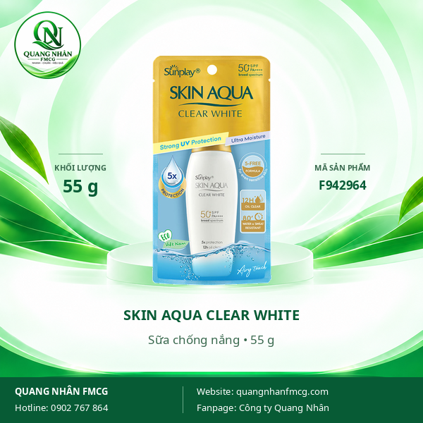 SỮA CHỐNG NẮNG DƯỠNG DA TRẮNG MỊN SKIN AQUA CLEAR WHITE 55G