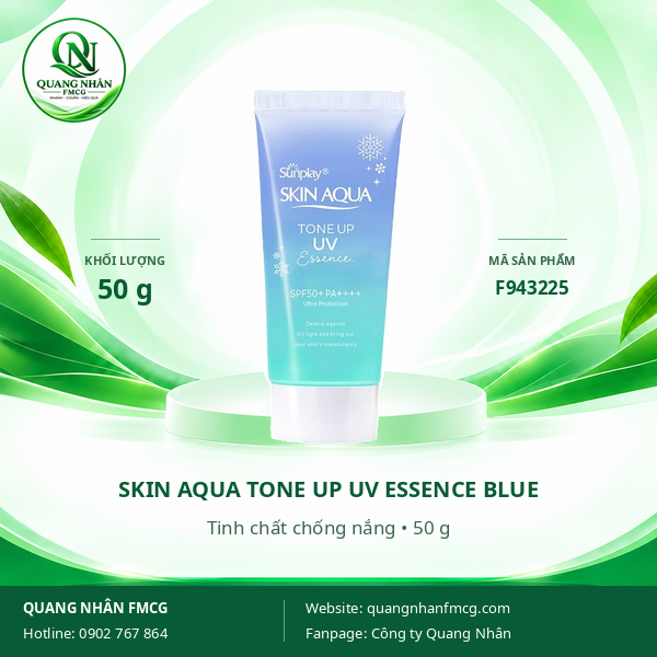 SUNPLAY SKIN AQUA TONE UP UV ESSENCE BLUE 50G + AQUA 15GR ( XANH)