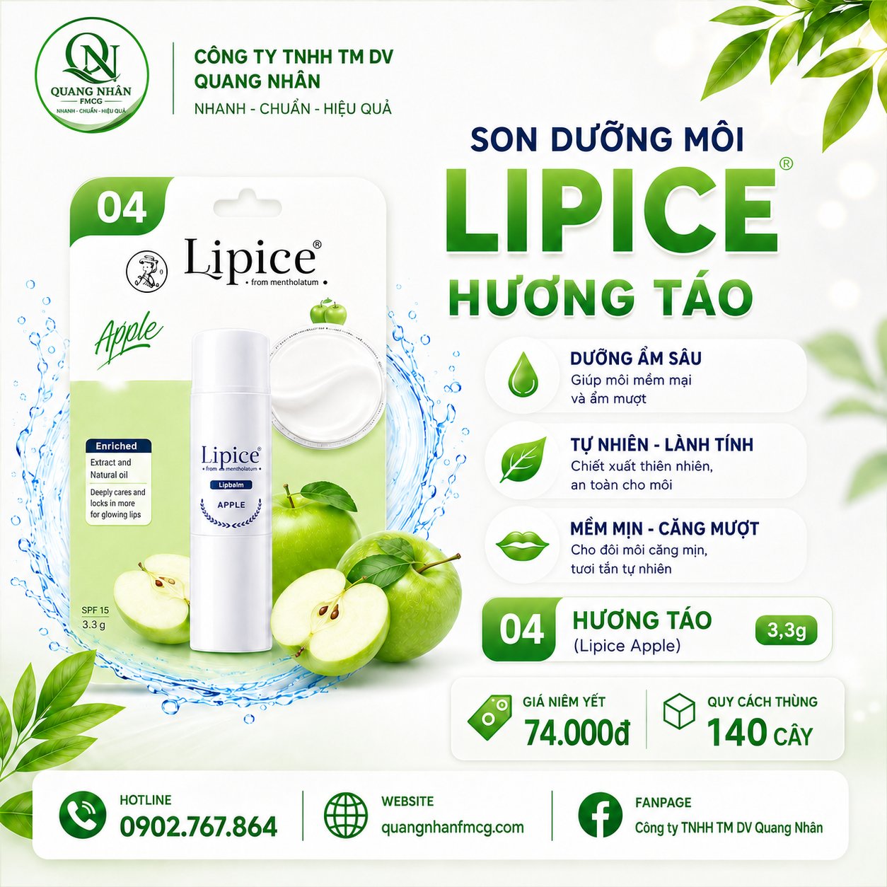 Son dưỡng môi Hương Táo (LipIce Apple) 3,3 g