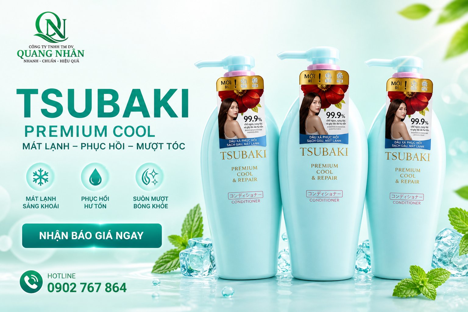 DẦU XẢ TSUBAKI XANH 450ML X 9 CHAI