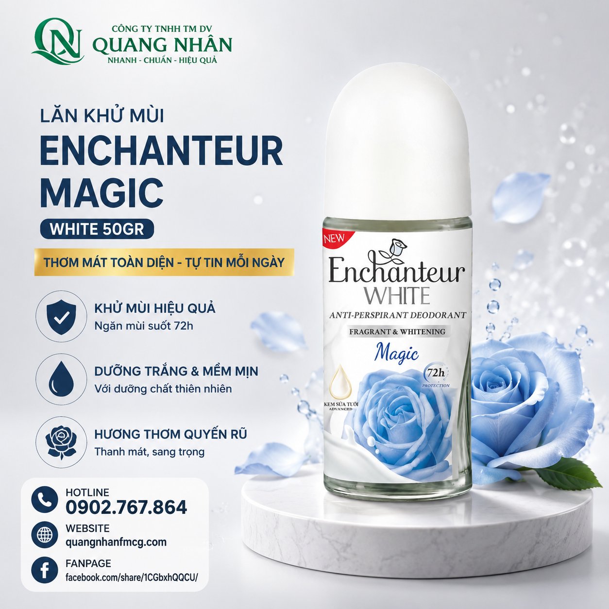 LĂN KHỬ MÙI ENCHANTEUR MAGIC 50ML x 24 CHAI ( XANH DƯƠNG  )