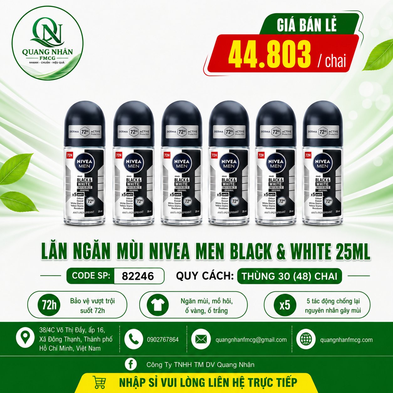 82246- Lăn Ngăn Mùi Nivea Men Black&White (25ml)
