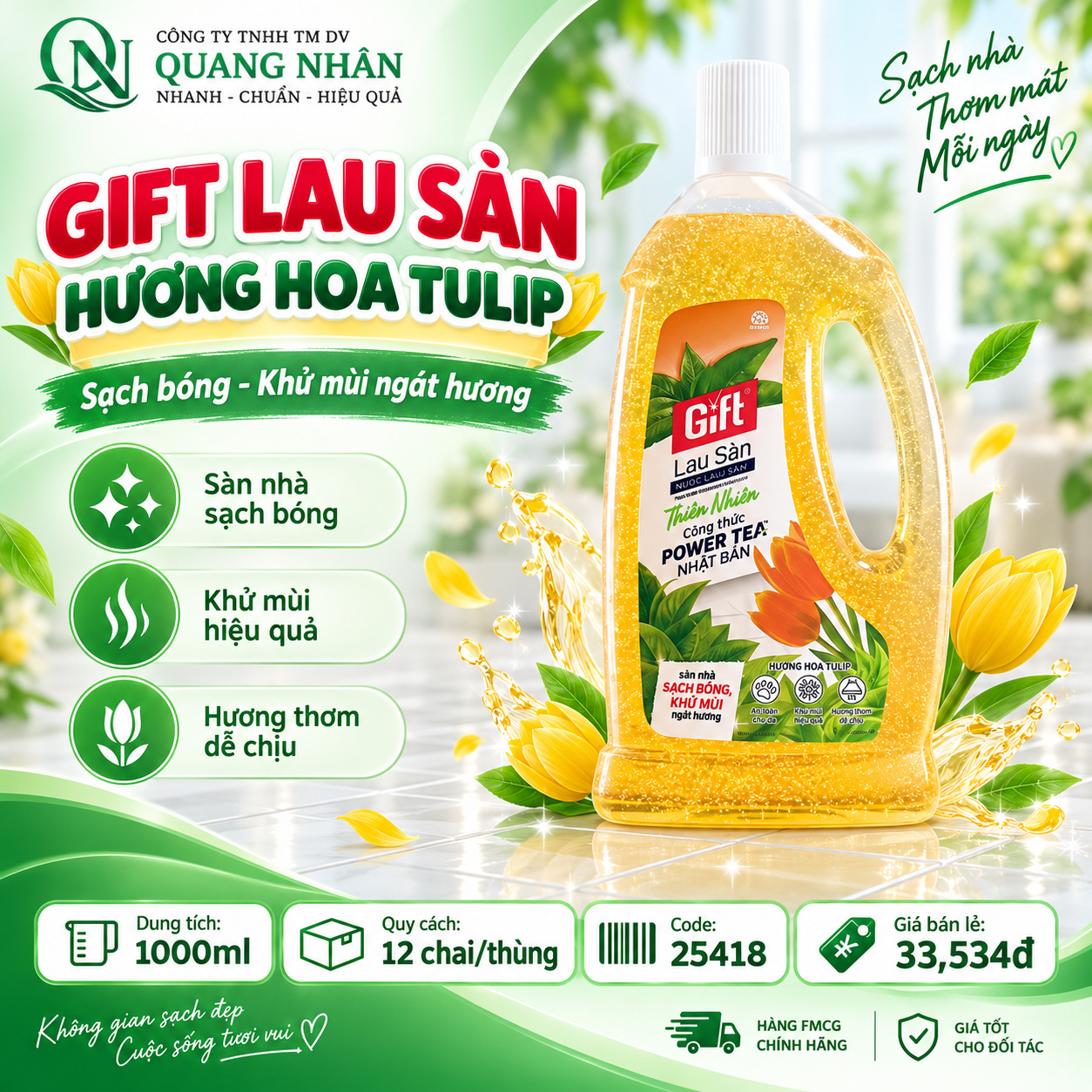 NƯỚC LAU SÀN GIFT TULIP 1L X 12 CHAI