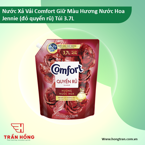 NƯỚC XẢ VẢI  Comfort Giữ Màu Hương Nước Hoa quyến rũ Túi 3.7L x 4 TÚI